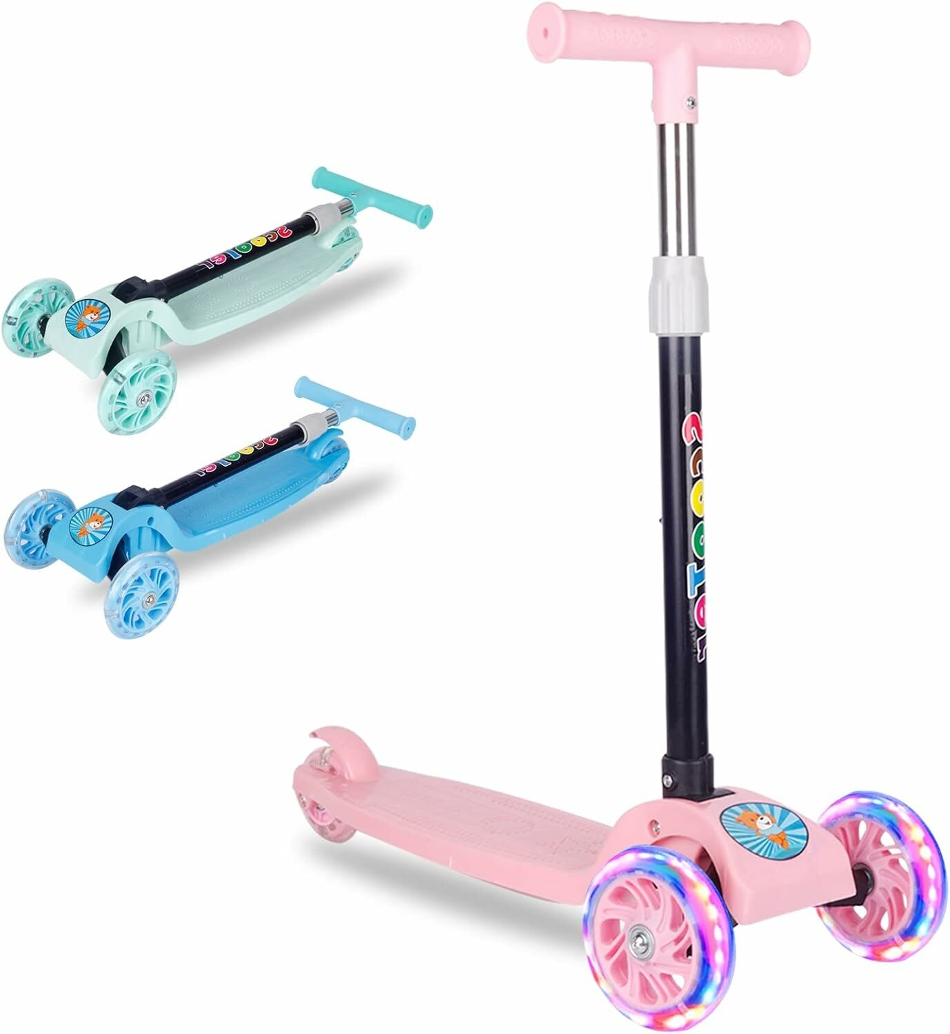 Hot Sale Scooter For Kids, Adjustable & Folding 3 Wheel Scooter, LED Light Up Wheels, For 2-8 Years Old, PACK OF 1, MULTICOLOR image