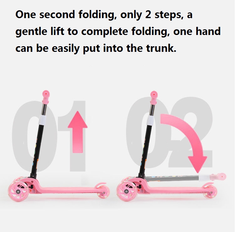 Hot Sale Scooter For Kids, Adjustable & Folding 3 Wheel Scooter, LED Light Up Wheels, For 2-8 Years Old, PACK OF 1, MULTICOLOR image