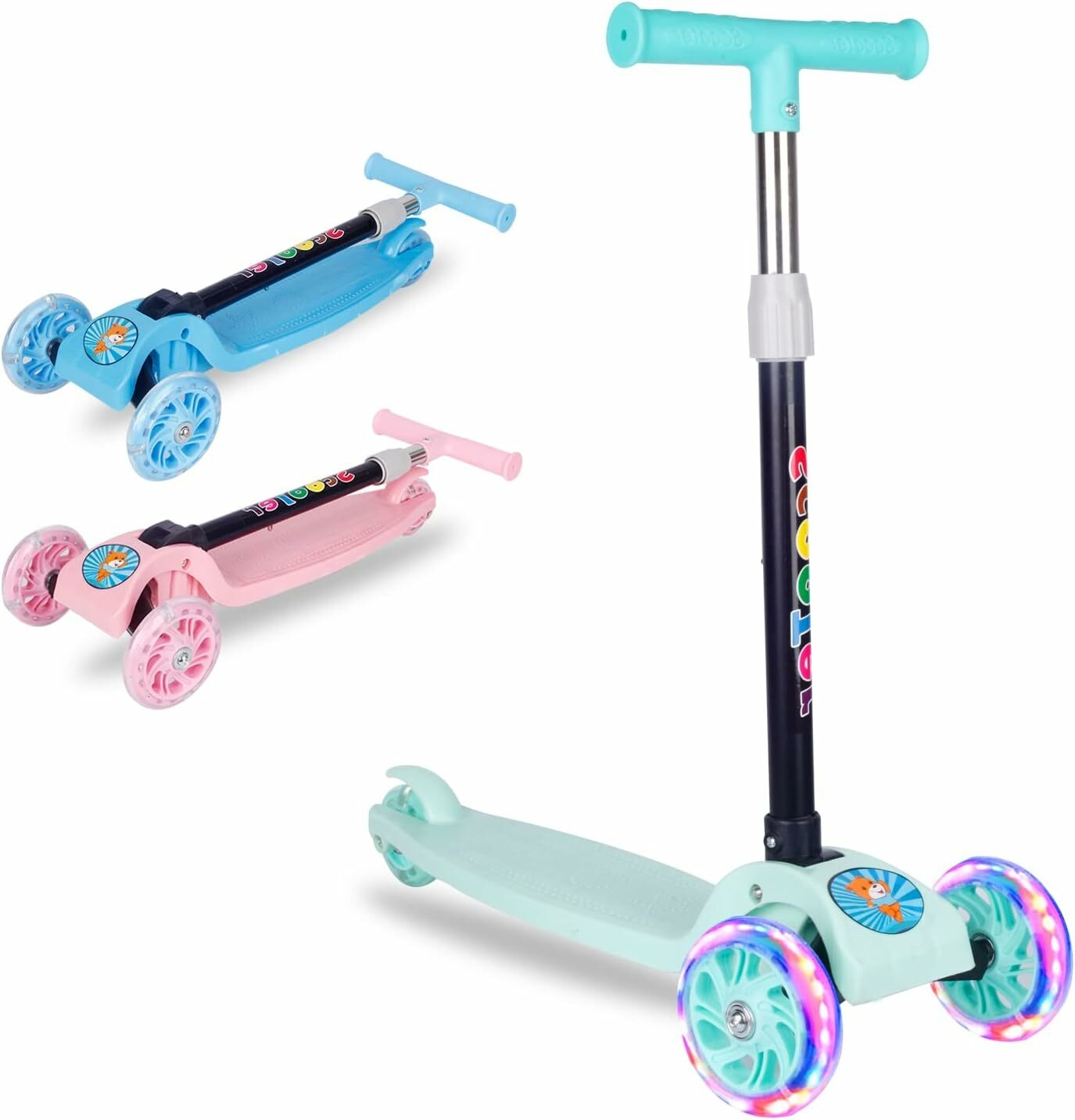 Hot Sale Scooter For Kids, Adjustable & Folding 3 Wheel Scooter, LED Light Up Wheels, For 2-8 Years Old, PACK OF 1, MULTICOLOR image