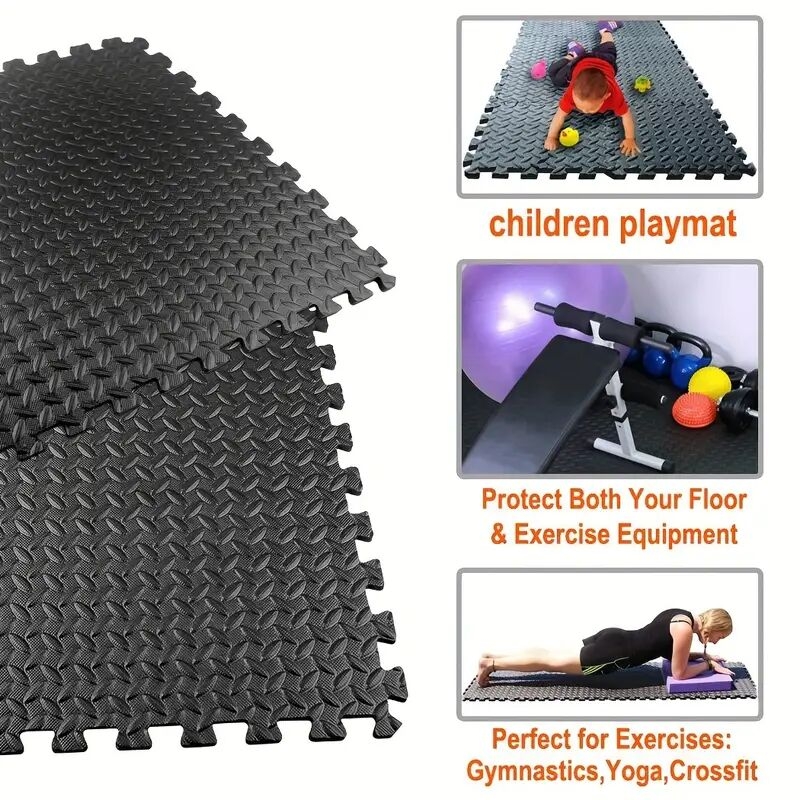 20pcs black eva interlocking fitness mats soft non slip waterproof for home gym training body shaping 2