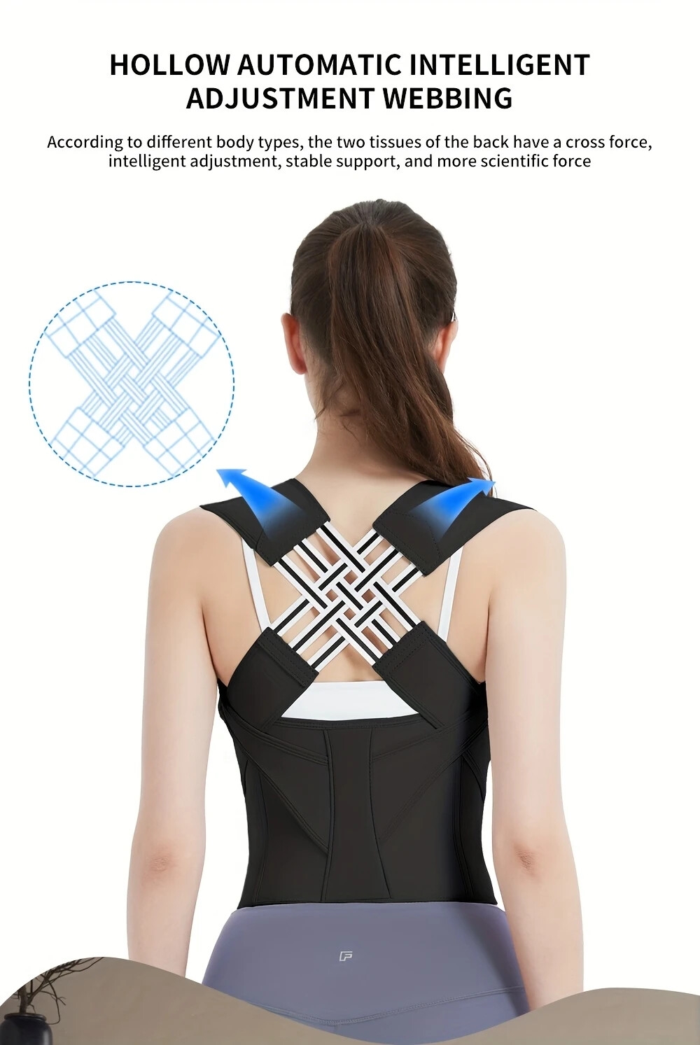 工厂直销热卖全新升级舒适款配延长带，加大加长男女通用透气可调节背部支撑姿势矫正带，衣服下隐形. 详情 3