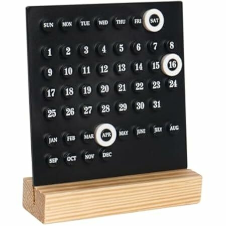 GDYOOSHOW Perpetual Calendar Desk Wood Calendar Stand Acrylic Calendar Desktop Decor for Livingroom Office Shop Bar Week Month Day Display(1pc black)