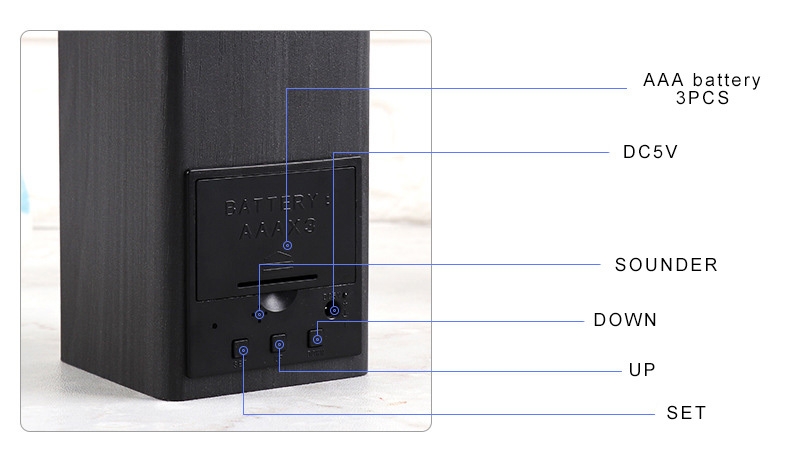 wooden digital temperature pen holder alarm clock for gift & promotion with cheapest price led desk clock