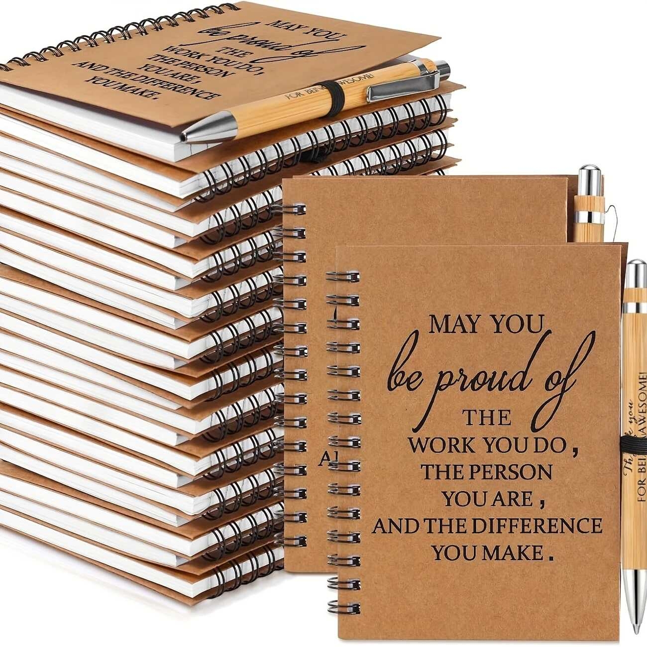 10sets employee appreciation gifts employee appreciation notebook with ballpoint pen mini spiral inspiration notebook thank you bulk christmas gift for employee coworker teacher brown details 0