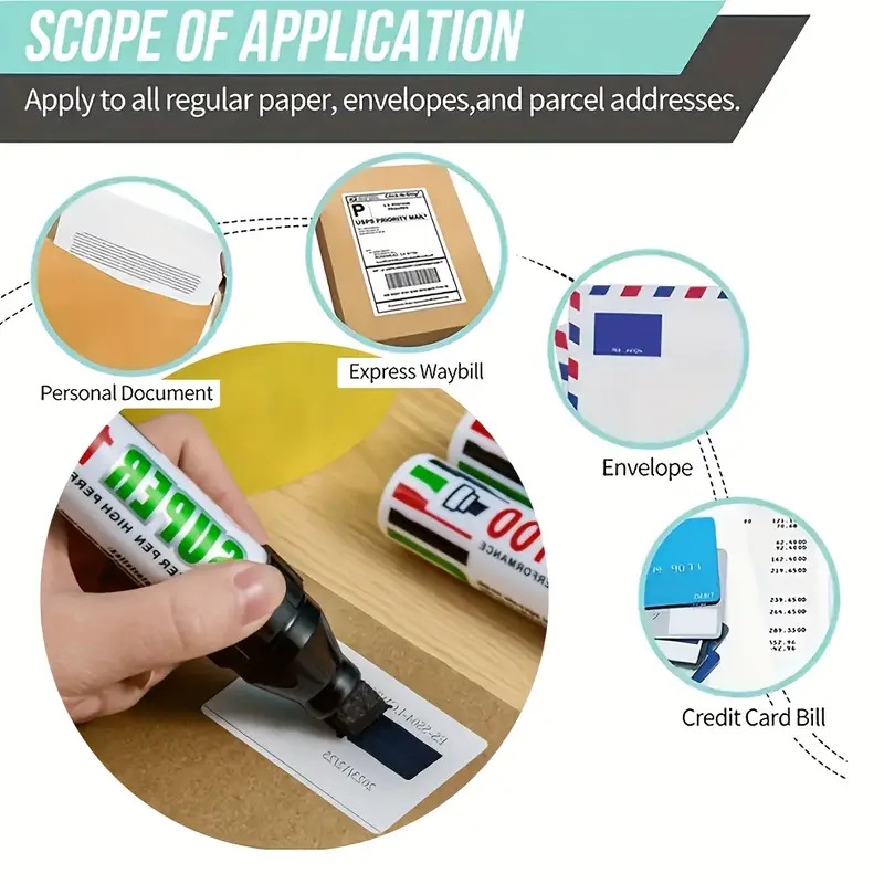 3支超宽铲形巨型标记笔 - 12mm大头，1支超大容量运输标记笔，适用于身份保护和地址或秘密隐私保护 商品详情 2