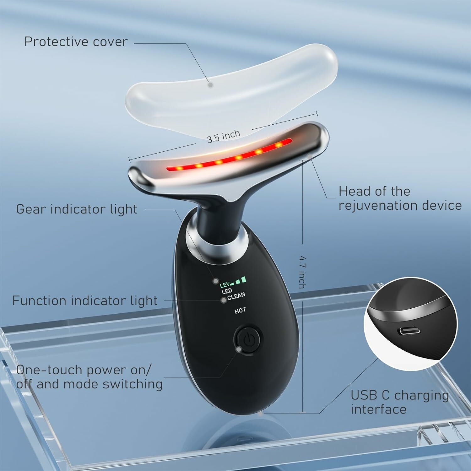 Hot Sale Face Neck Tool For Skin Care, Electric Neck Face Lifting Device For Wrinkle Removal, MULTICOLOR image