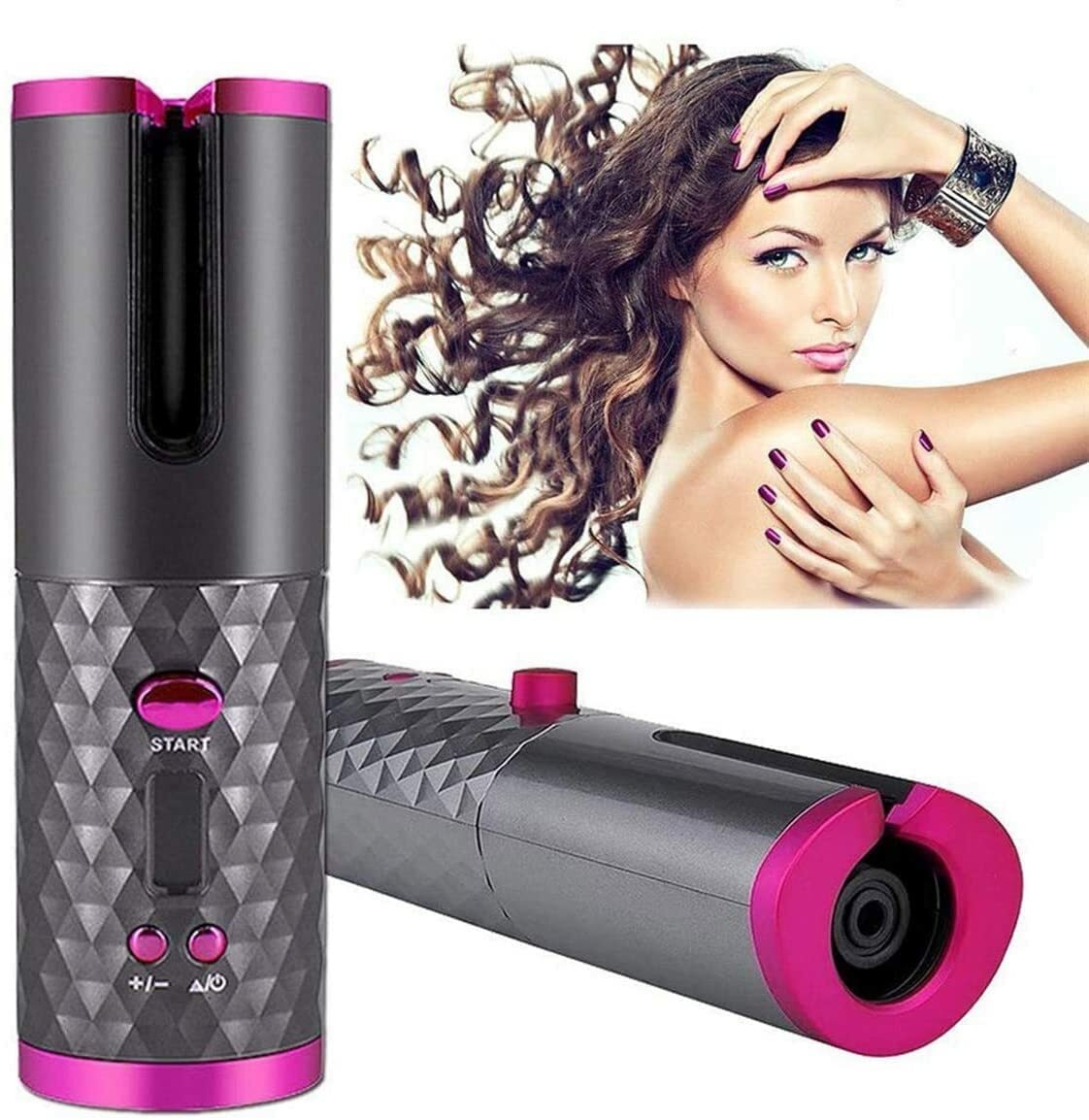 Hot Sale Automatic Cordless Hair Curl Iron With LCD Display, Cordless Rechargeable Curling Iron, 1 inch Ceramic Travel Curling Wand - 6 Temperature Settings, 11 Timer Settings, Auto Shut Off, MULTICOLOR, PACK OF 1 image
