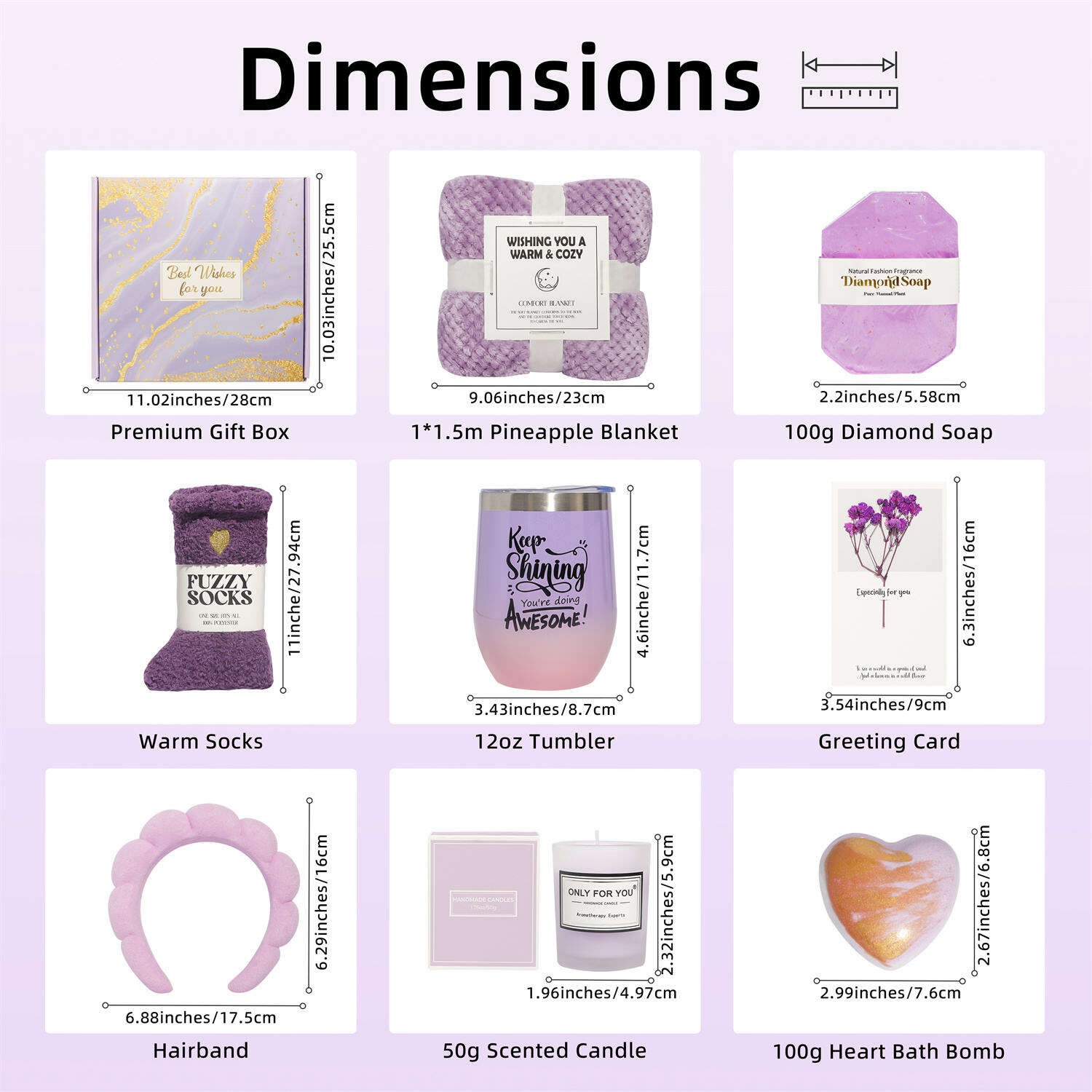 2025 Unique Purple Spa Gift Basket Set for Women & Girlfriends for Valentines Day & Birthday Gifts