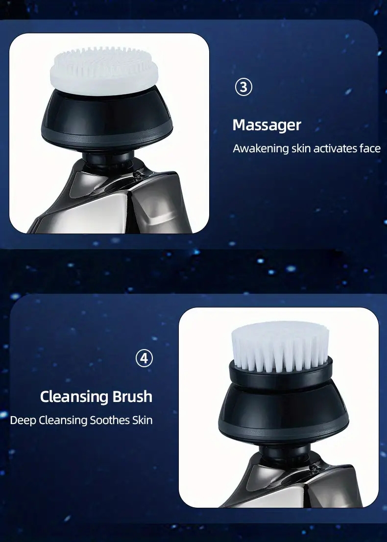 5 in 1 electric shaver usb rechargeable bald self help hair clipper shaver 7d multifunctional shaver used for nose hair trimmer face brush massager hair clipper beauty suit shaver waterproof details 12