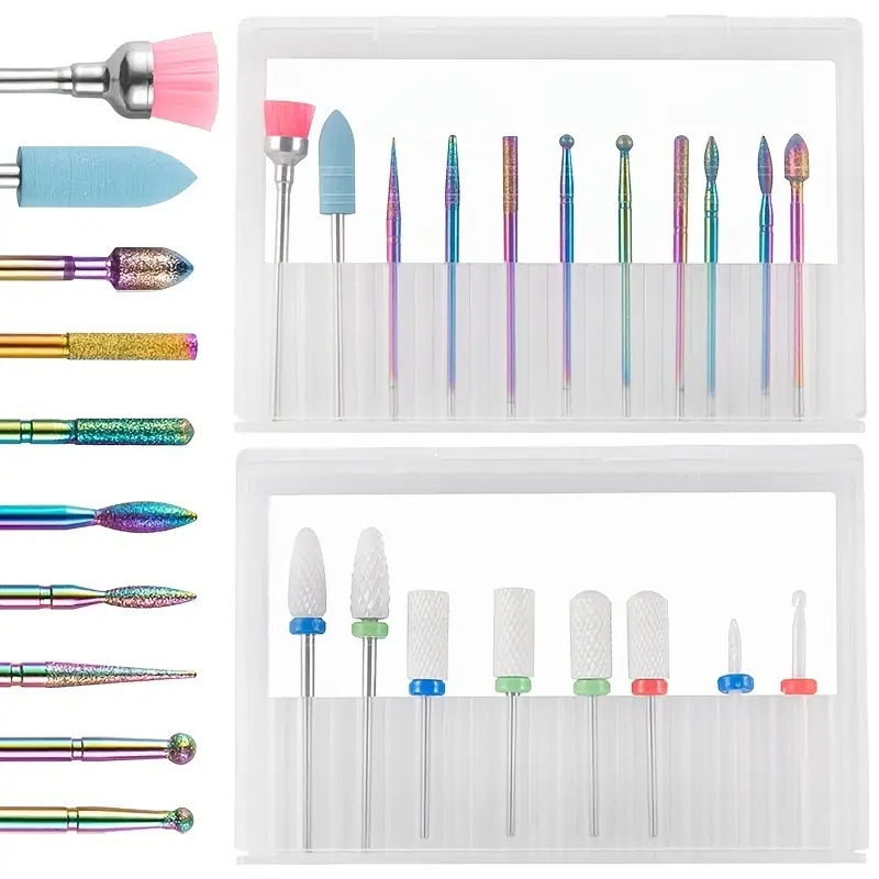 19 pieces nail art set with nail grinding dead skin remover tool nail machine accessories details 0