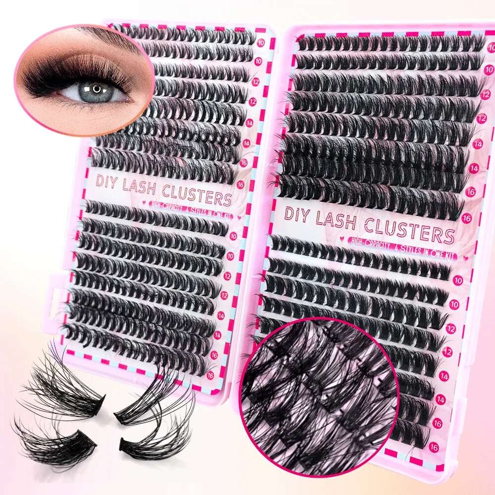 Kit De Faux Cils En Fibre Humaine Dense Avec Colle Style Européen Et Américain Segmented 30P 40P 32 Rows 60P 80P display picture 4