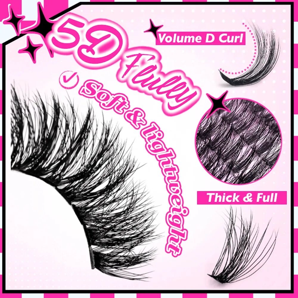 Kit De Faux Cils En Fibre Humaine Dense Avec Colle Style Européen Et Américain Segmented 30P 40P 32 Rows 60P 80P display picture 5