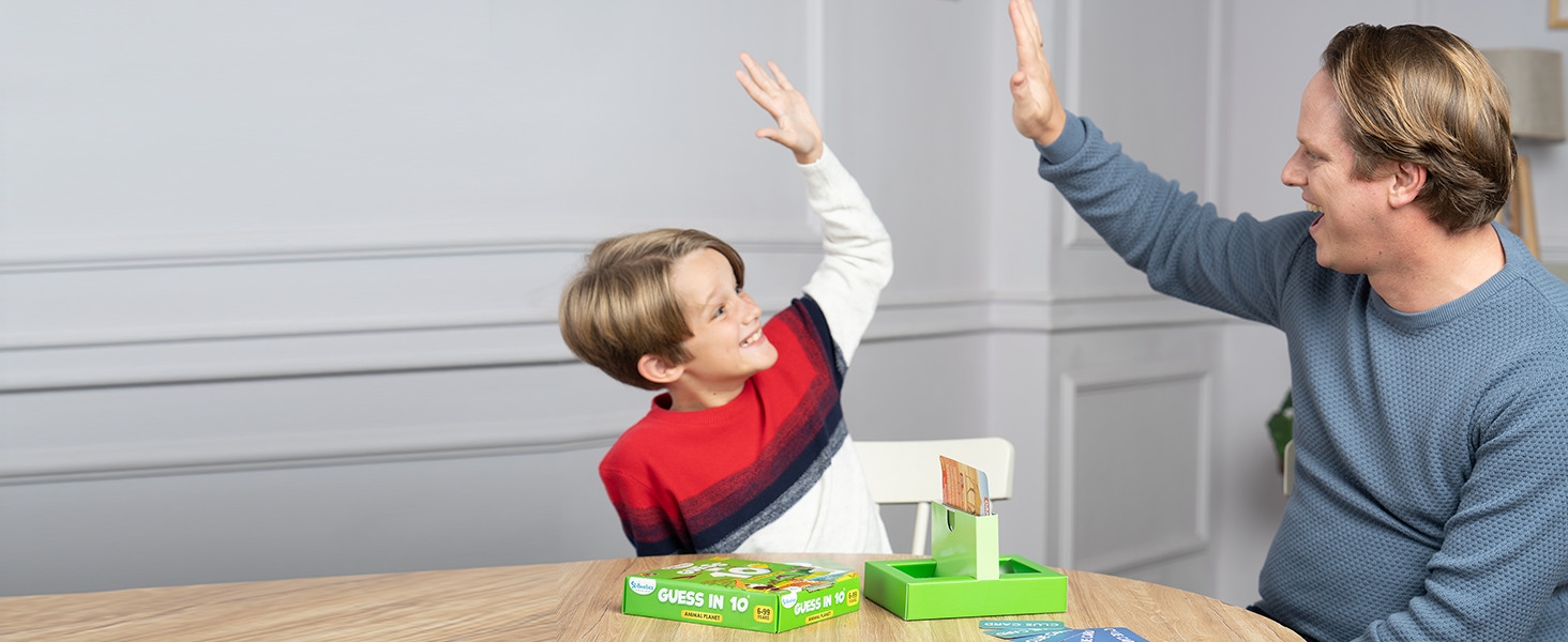 father and son playing guess in 10