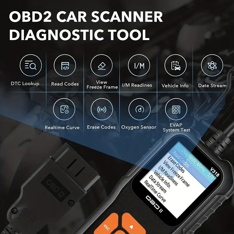 obd2 car scanner diagnostic scan tool v318 2 color screenvehicle fault code reader auto read fault code check engine light for obdii protocol cars 2