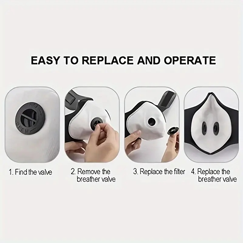 1 2pcs removable face mask reusable face mask with exhalation valve transparent and visible removable eye mask oral filter outdoor activity equipment dustproof suitable for women and men 8