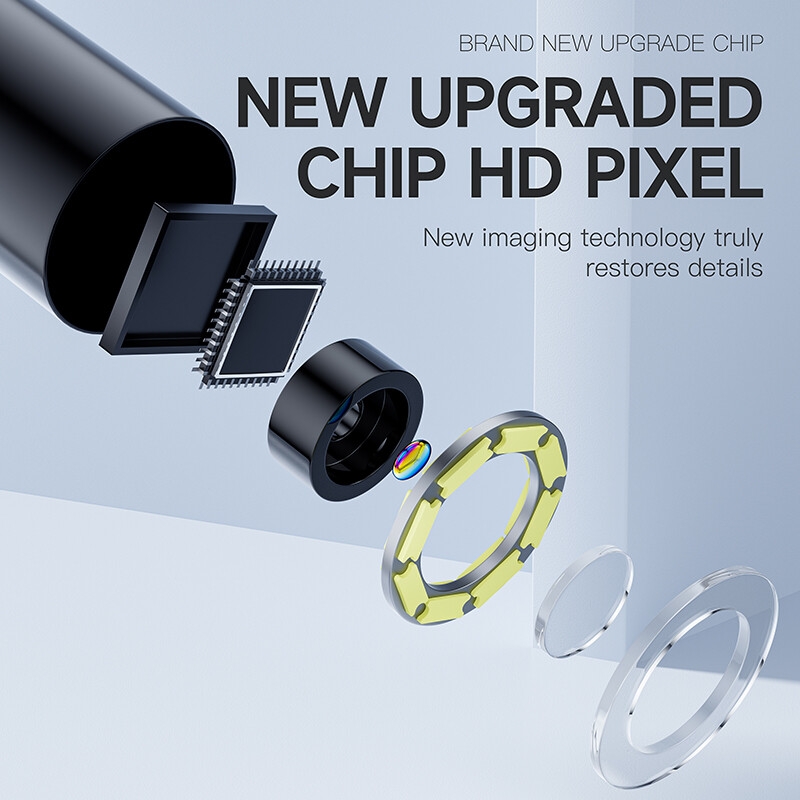 新款P230工业内窥镜管道检查摄像机8毫米镜头汽车发动机管道镜摄像机，带AA电池电源