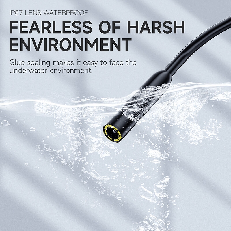 新款P230工业内窥镜管道检查摄像机8毫米镜头汽车发动机管道镜摄像机，带AA电池电源