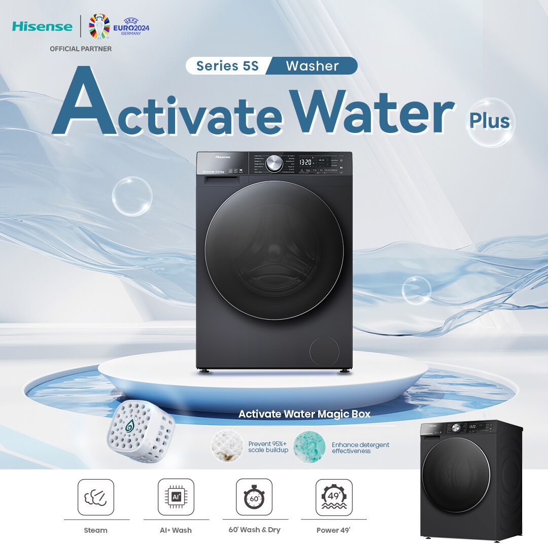 Hisense WD5S1245BB Washer And Dryer 12KG/8KG – Front Load, Inverter Motor, Steam Wash, Fully Automatic – Black