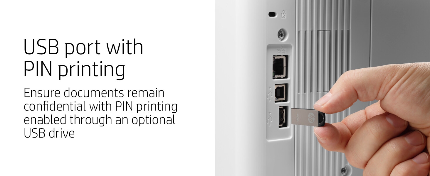 usb port pin printing confidential documents laserjet pro printer