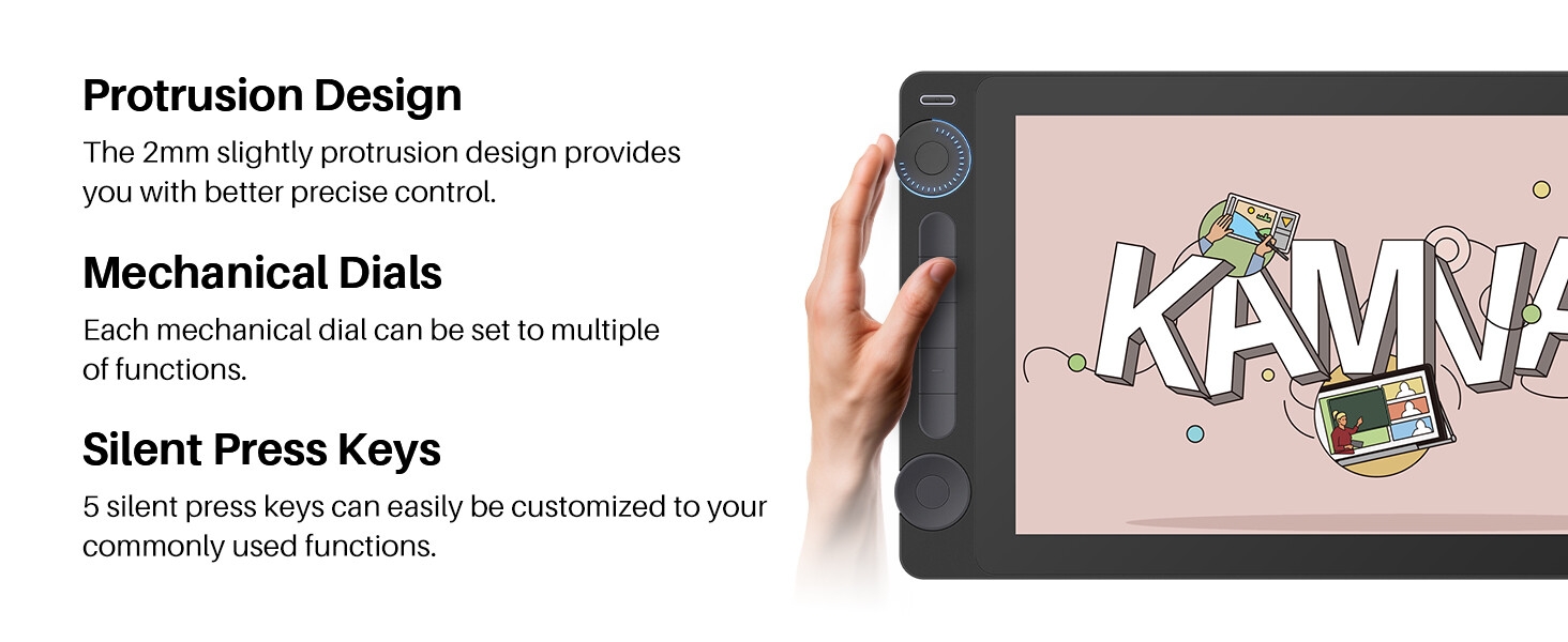 Kamvas 13 Gen 3 5 press keys and 2 dials