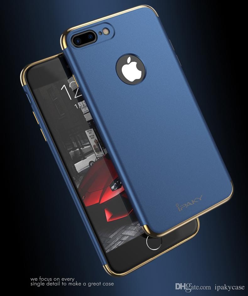 iPaky Case For iPhone 7 Plus 3 In 1 Hybrid Electroplate iphone 7 Back Cover Drop-proof Shockproof PC Armor Cases With Package In Stock