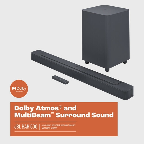 JBL Bar 500 - 590W 5.1 Channel soundbar with Wireless subwoofer 10'', MultiBeam™ and Dolby Atmos