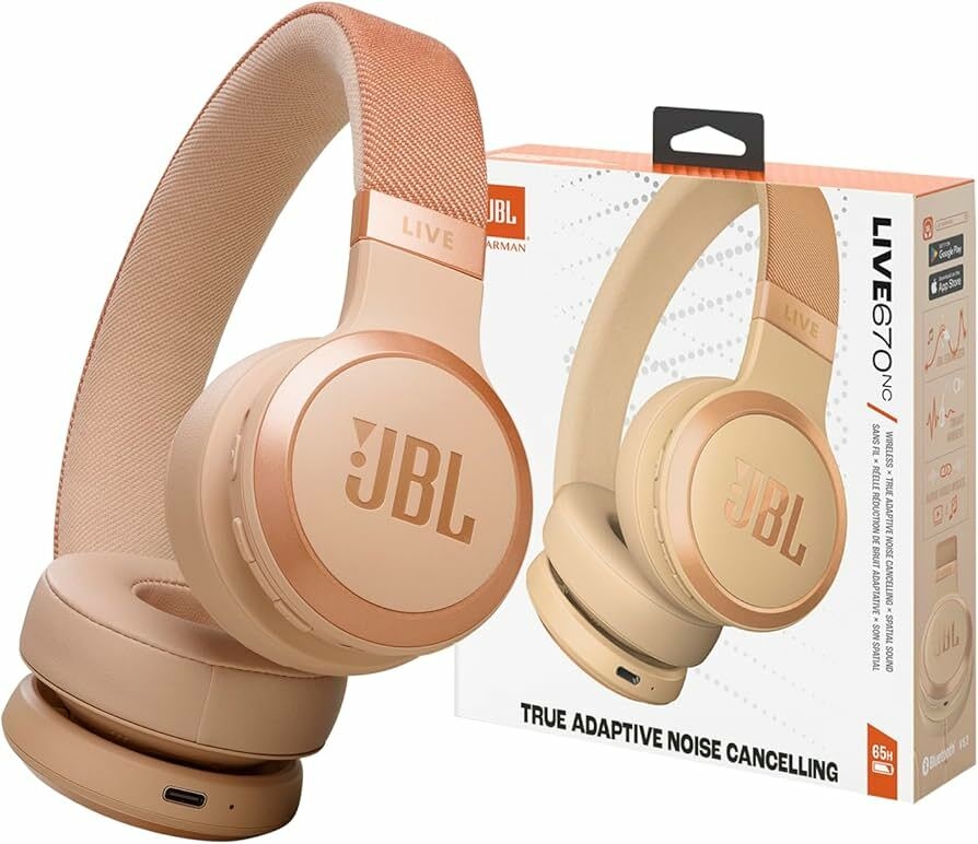 Amazon.com: JBL Live 670NC - Wireless On-Ear Headphones with Adaptive Noise  Cancelling with Smart Ambient, Up to 65H Battery Life with Speed Charge,  Lightweight, Comfortable and Foldable Design (Sandstone) : Electronics