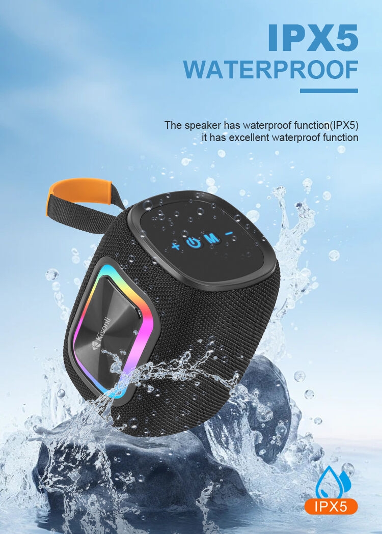 Kisonli Q25 blue tooth power speaker professional waterproof IPX5 speaker with RGB light