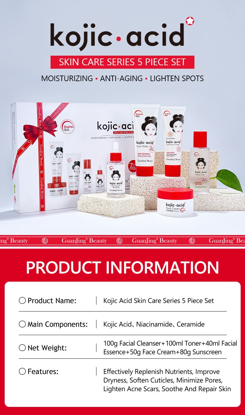 Best 5 Pieces Kojic Acid Skin Care Set (New) Wit Collagen 7 Days Brightening Smooth Wrinkle Face Skin Care Gift Sets