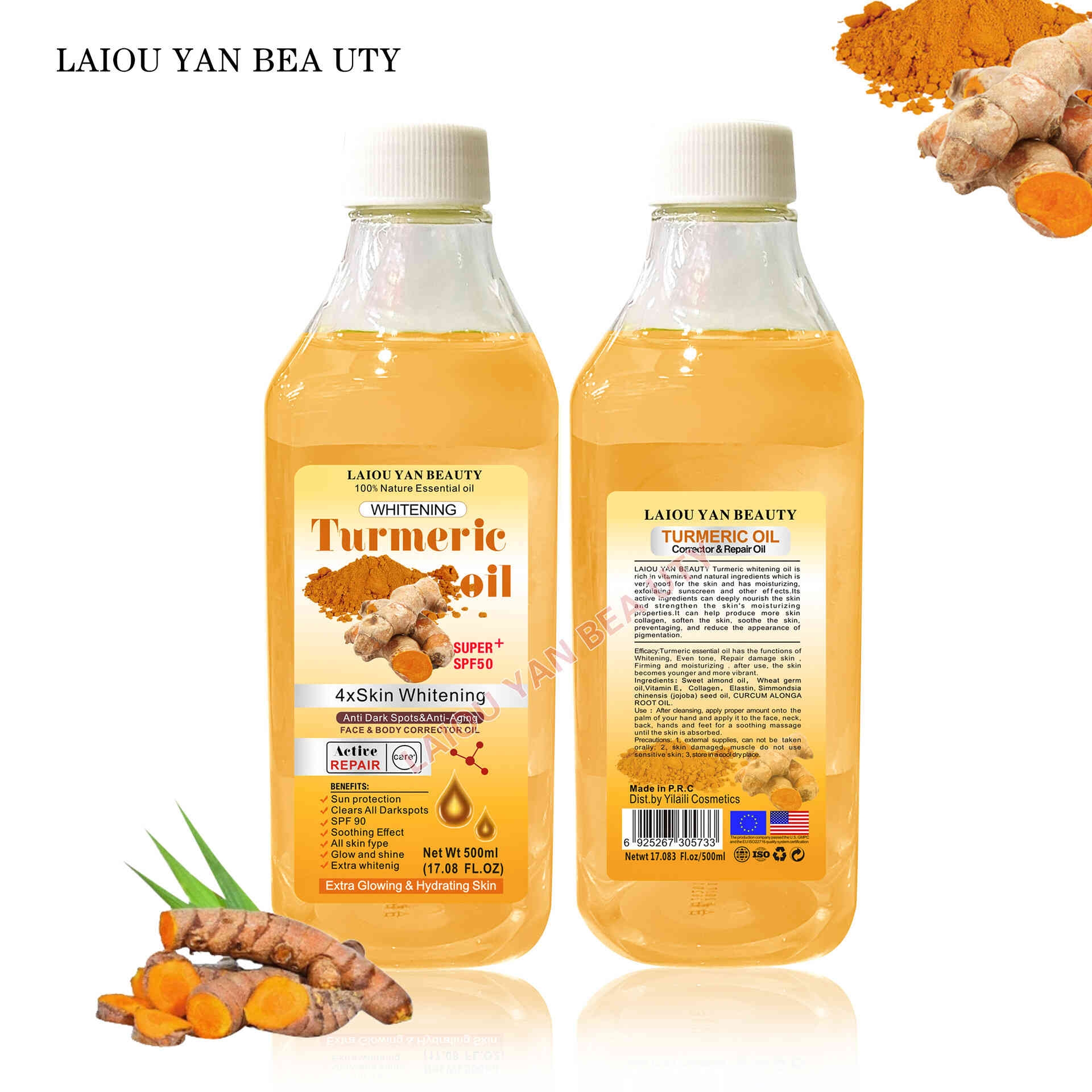 Private label Turmeric whitening oil face and body natural skincare nourishing anti aging lightening repair essencial oil