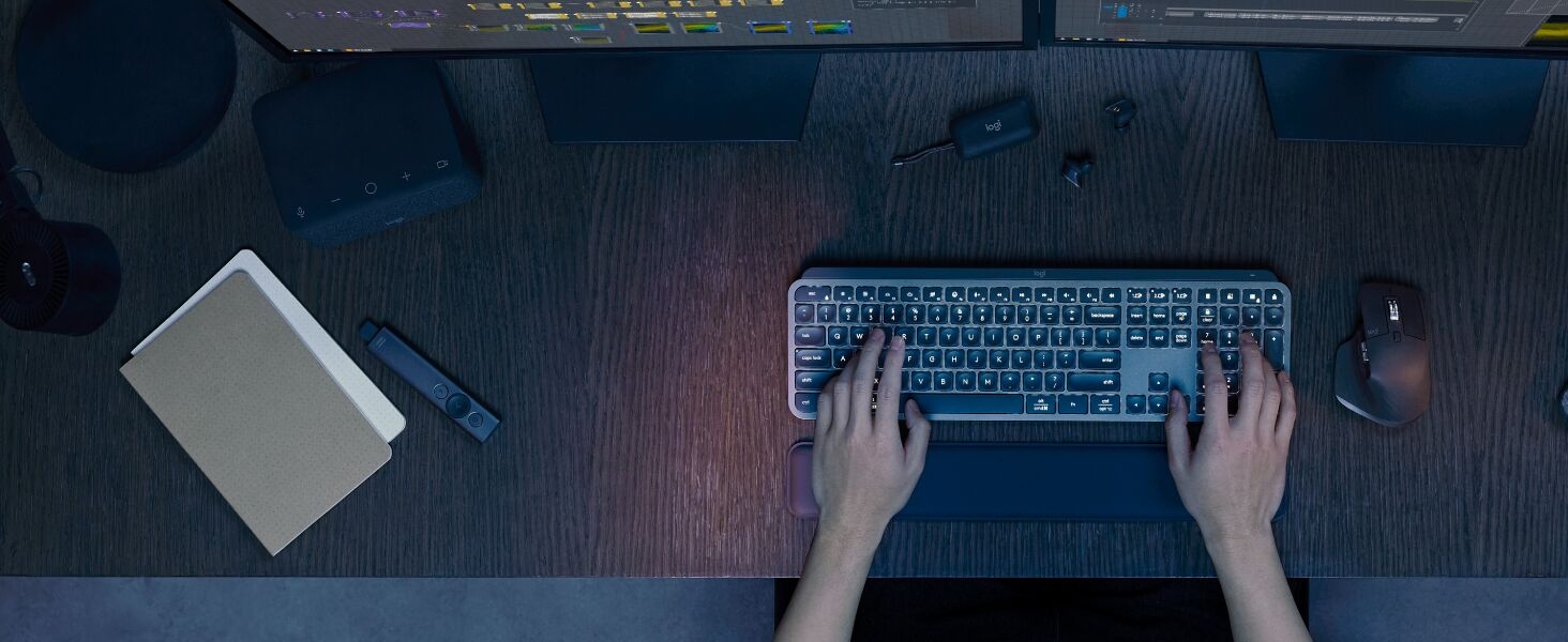 mx keys s combo wireless performance keyboard and mouse with palm rest bundle