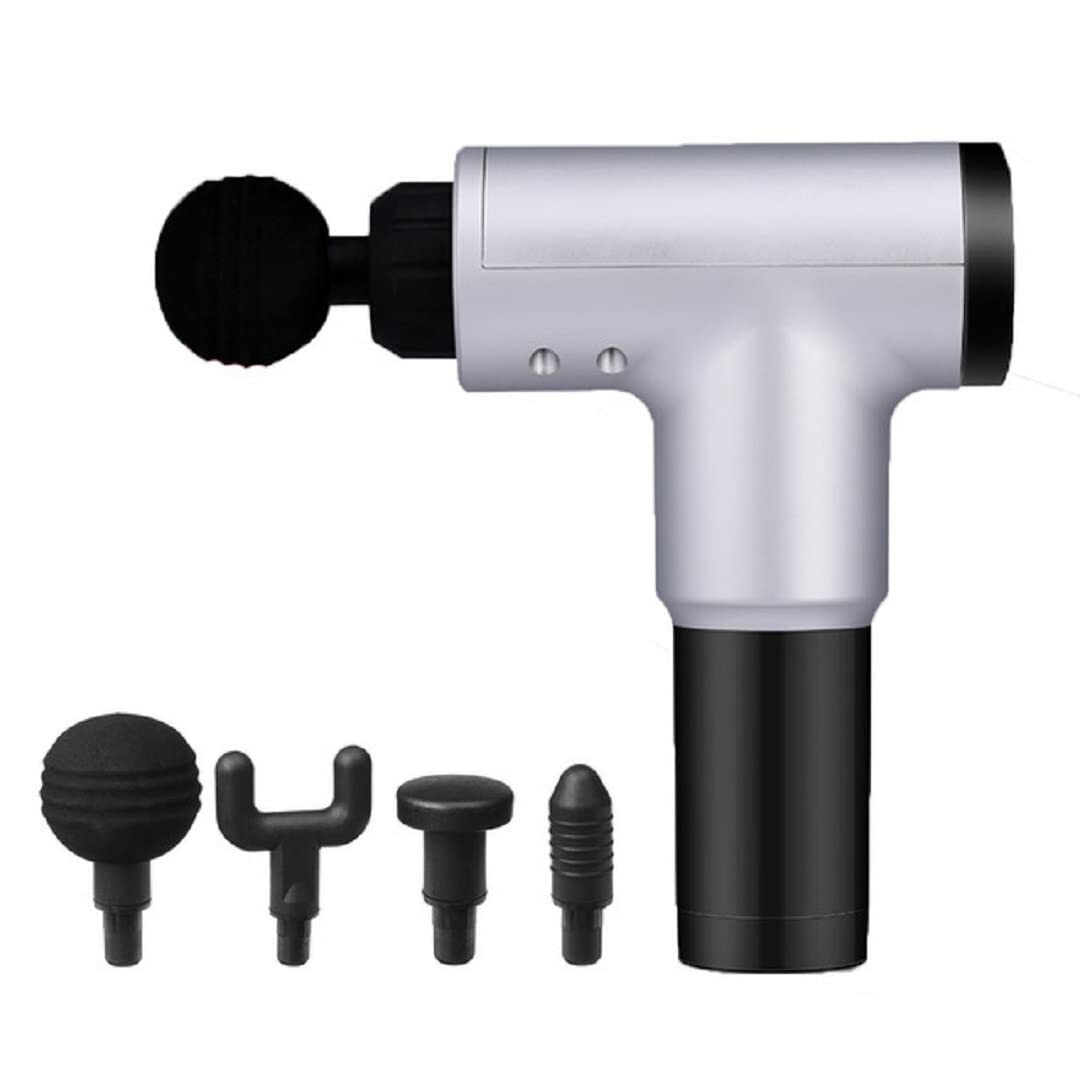 CleanQ Deep Tissue Massager Fascial Gun with 4 heads and 6 Gears, Percussion Muscle Massager for Full Body Pain Relief of Neck, Shoulder, Back, Foot for Men & Women