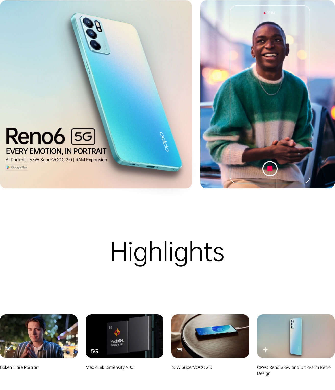 OPPO Reno 6 16,3 cm (6.43 Zoll) Dual-SIM ColorOS 11.3 5G USB Typ-C