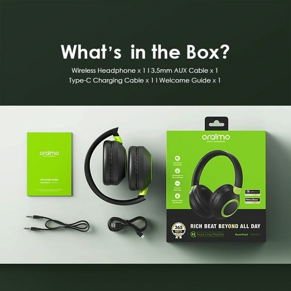 oraimo BoomPop 2 Powerful Deep Bass Dual Device Connectivity Wireless  Headset