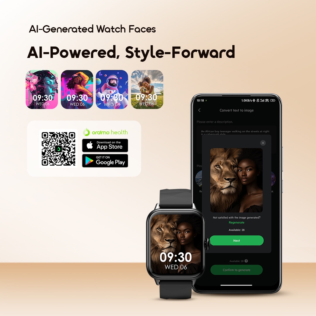 oraimo Smart Watch Watch 6 Nano OSW-807N 4 AI watch faces