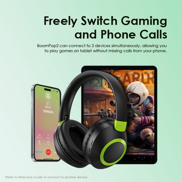 oraimo BoomPop 2 Powerful Deep Bass Dual Device Connectivity Wireless Headset