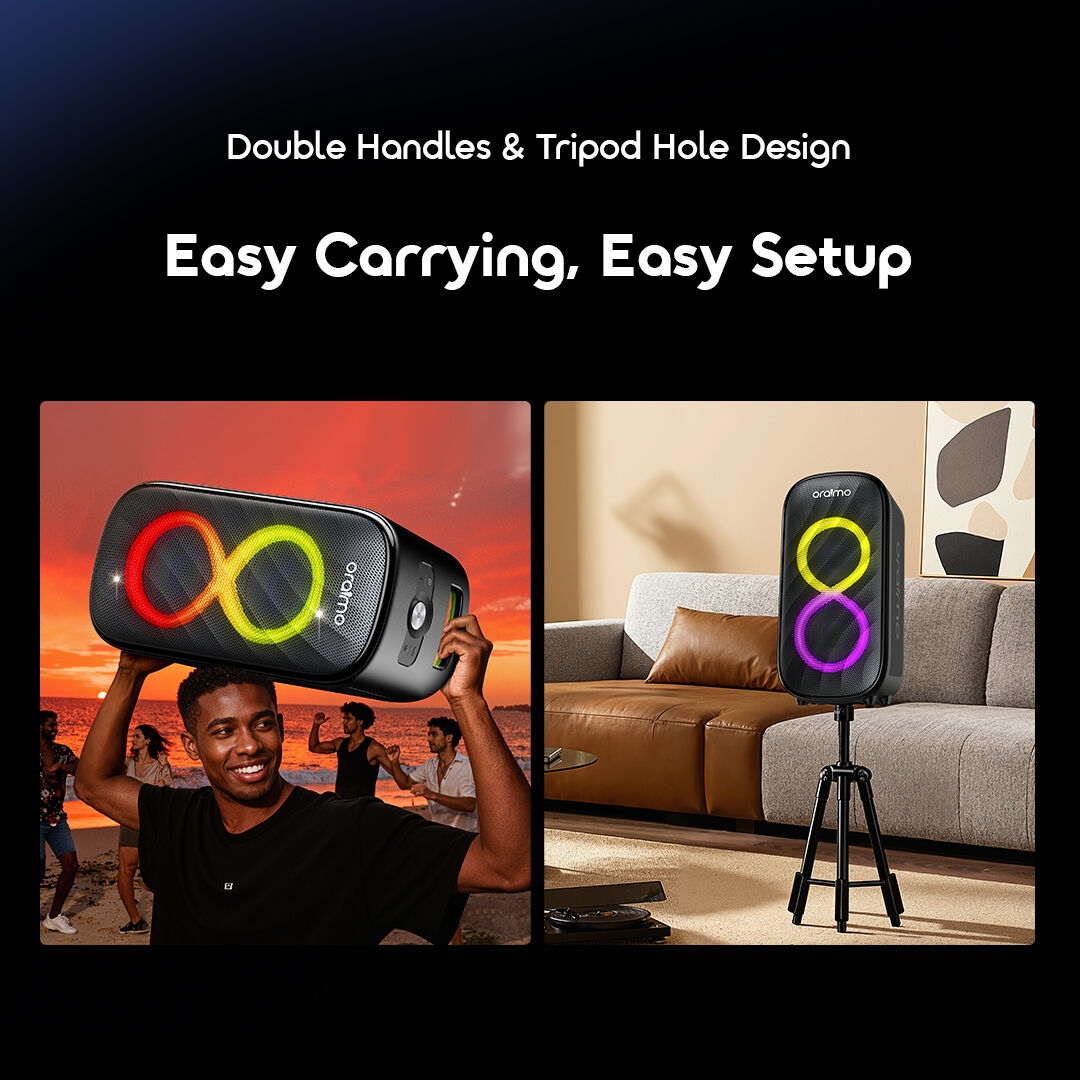 oraimo Wireless Party Speaker SpaceBox Max OBS-982 9 Double Handles & Tripod hole design