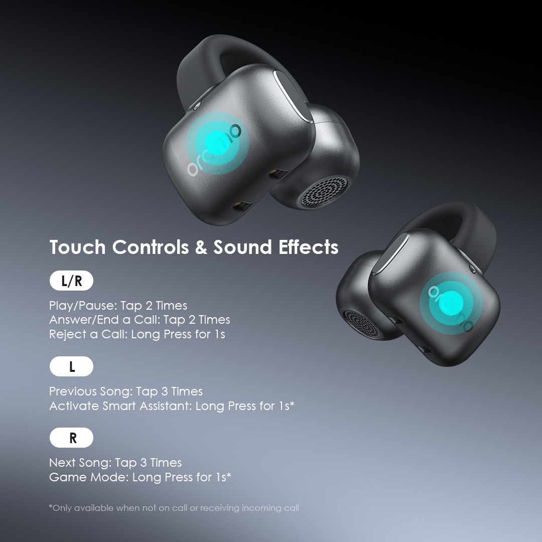 oraimo Open-Ear Headphones OpenSnap N OTW-372N touch control