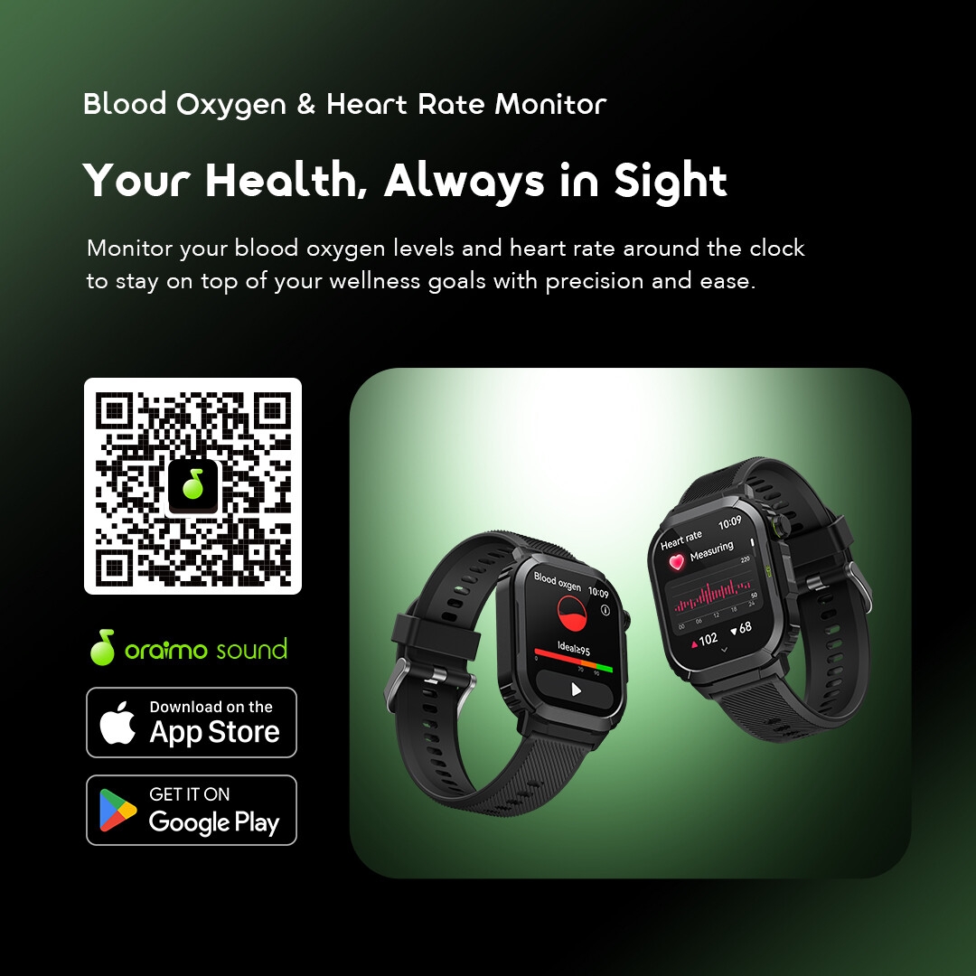 oraimo hd display smart watch watch lumos n osw-808n health monitor 7