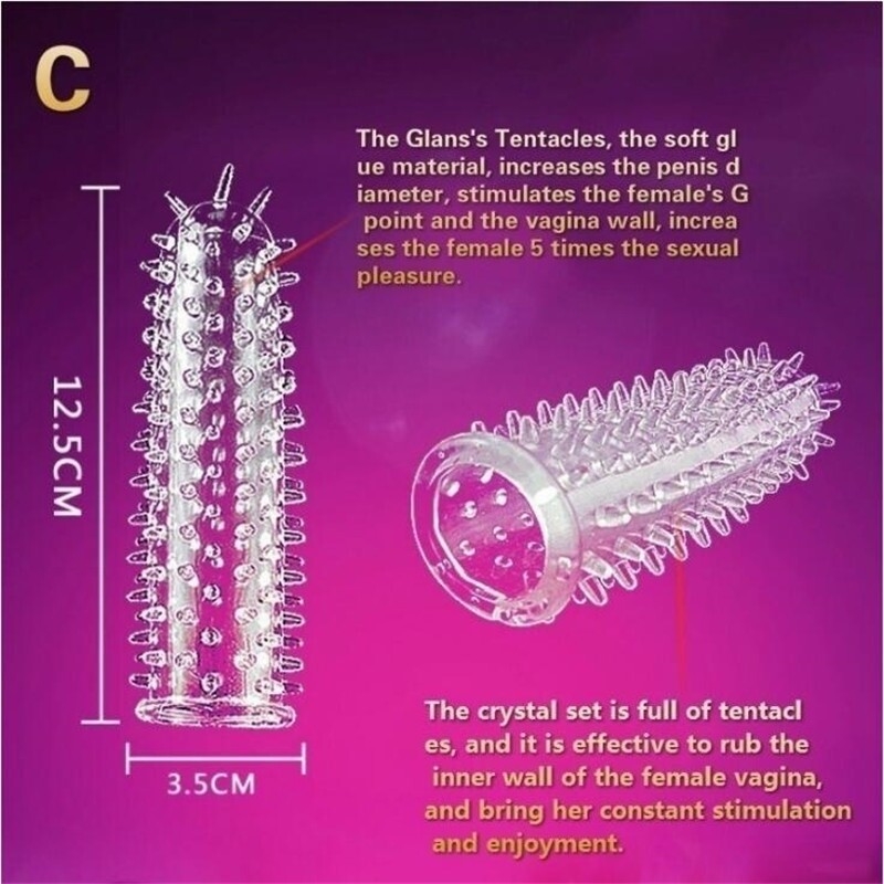 5 Types Silicone Reusable Condoms Time Delay Crystal Spike Mace Condoms Sex Toys B one size 4