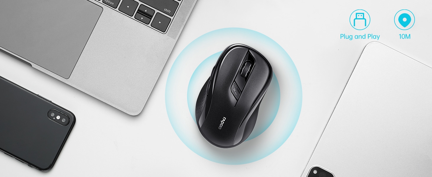 Wireless mouse with stable and accurate transmission, 33ft/10m long range transmission distance