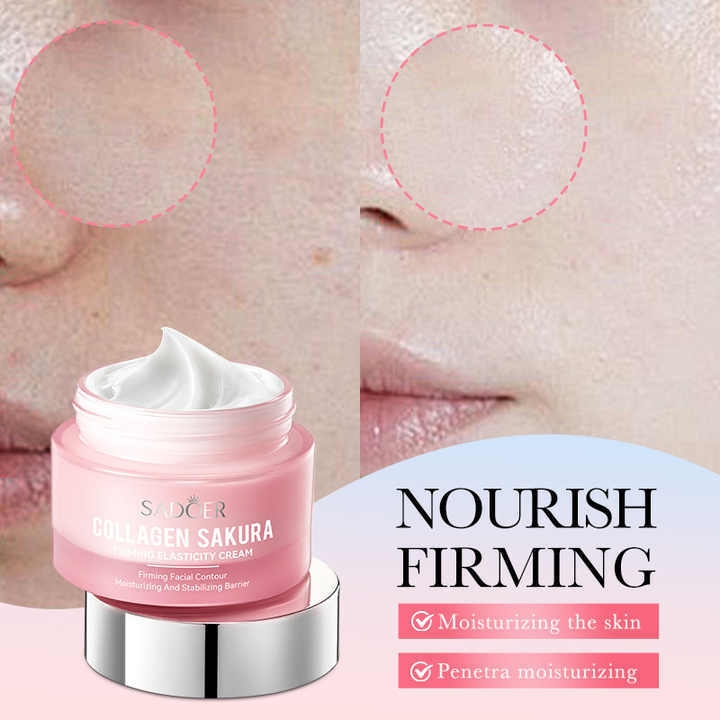 SADOER Wholesale Organic Sakura Moisturizing Brightening Skin Care Face Cream Collagen Firming Anti Aging Adult Facial Cream