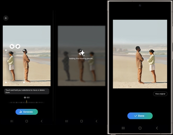 image of 2 Samsung Galaxy devices editing images.