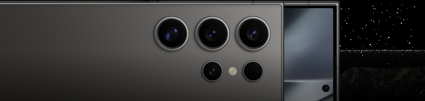 Samsung Galaxy device on a galaxy background.