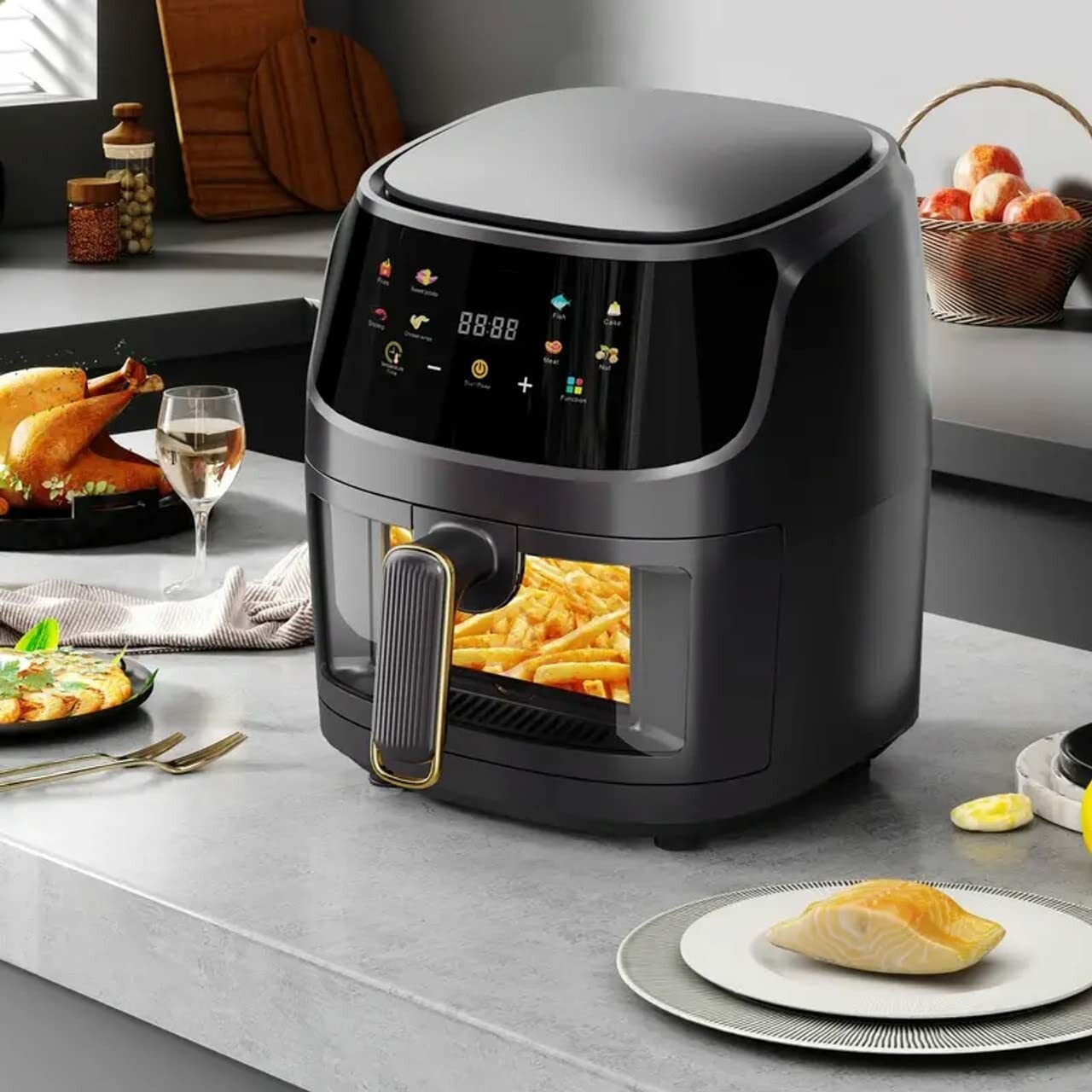 SILVER CREST Hot Sale XXL 8 Liters Capacity, Visible Viewing Food Basket, Perfect for 3-7 Persons, 8 Pre-set Functions, MULTICOLOR 0cea9bef2a2661a333152b66e32a63ad