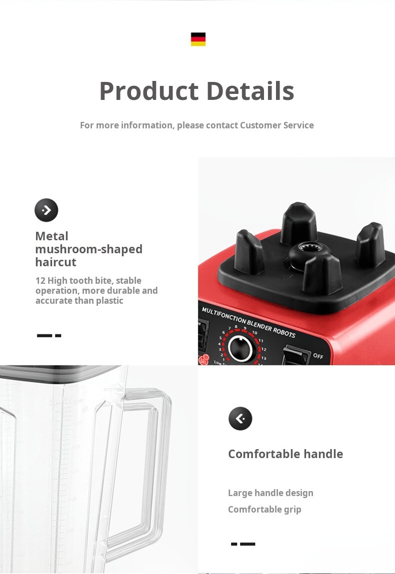 X612-2 Hot Sell 4500W 2L Silver crest Blender Commercial With Mixer Grinder Machine Portable Ice Smoothie Blenders and Juicers