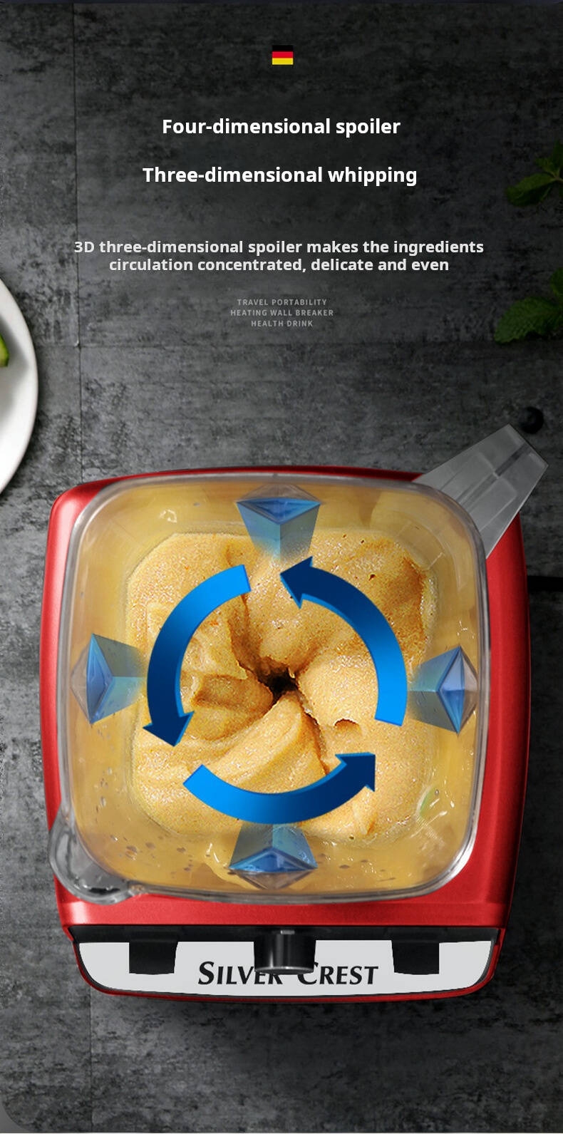 X612-2 Hot Sell 4500W 2L Silver crest Blender Commercial With Mixer Grinder Machine Portable Ice Smoothie Blenders and Juicers