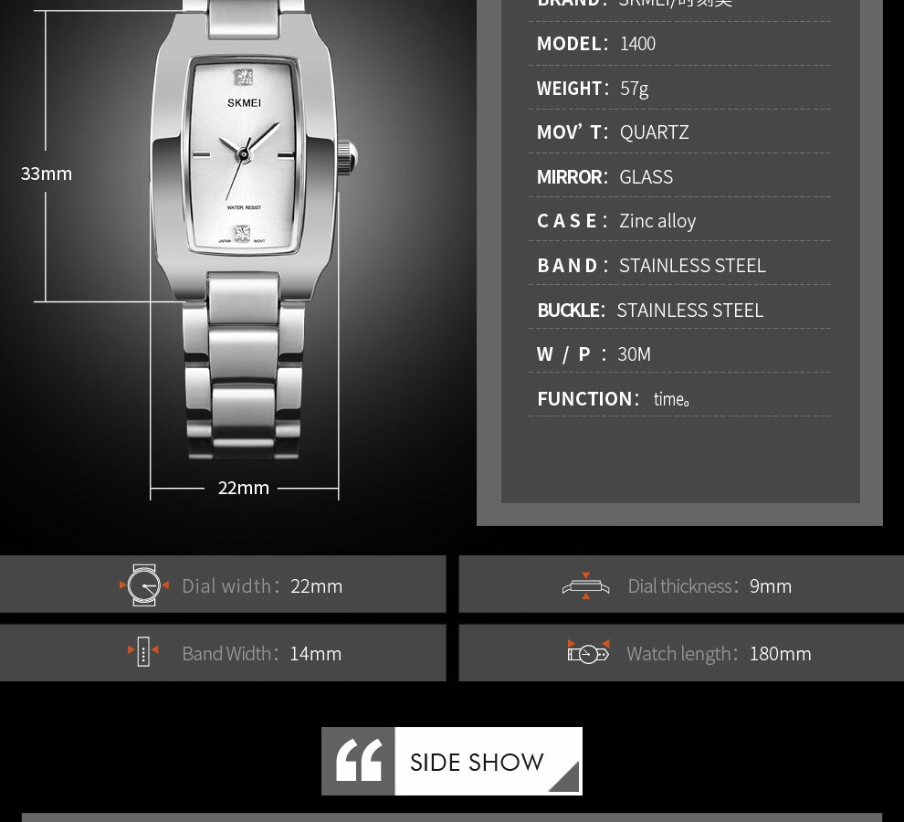 SKMEI 1400 Ladies Casual Dress Luxury Silver Ladies Rhinestone Waterproof  Relogio Feminino Quartz Watch Fashion Thin Watches - AliExpress 1511