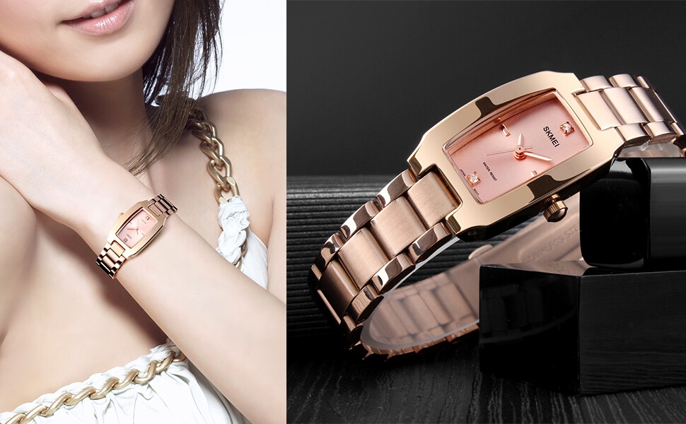 Amazon.com: SKMEI Watches for Women Ladies Female Simple Square Stainless Luxury Fashion Small Slim Analog Quartz Waterproof Dress Casual Wife Girls Gifts Black Wrist Watch : ADALOVE: Clothing, Shoes & Jewelry
