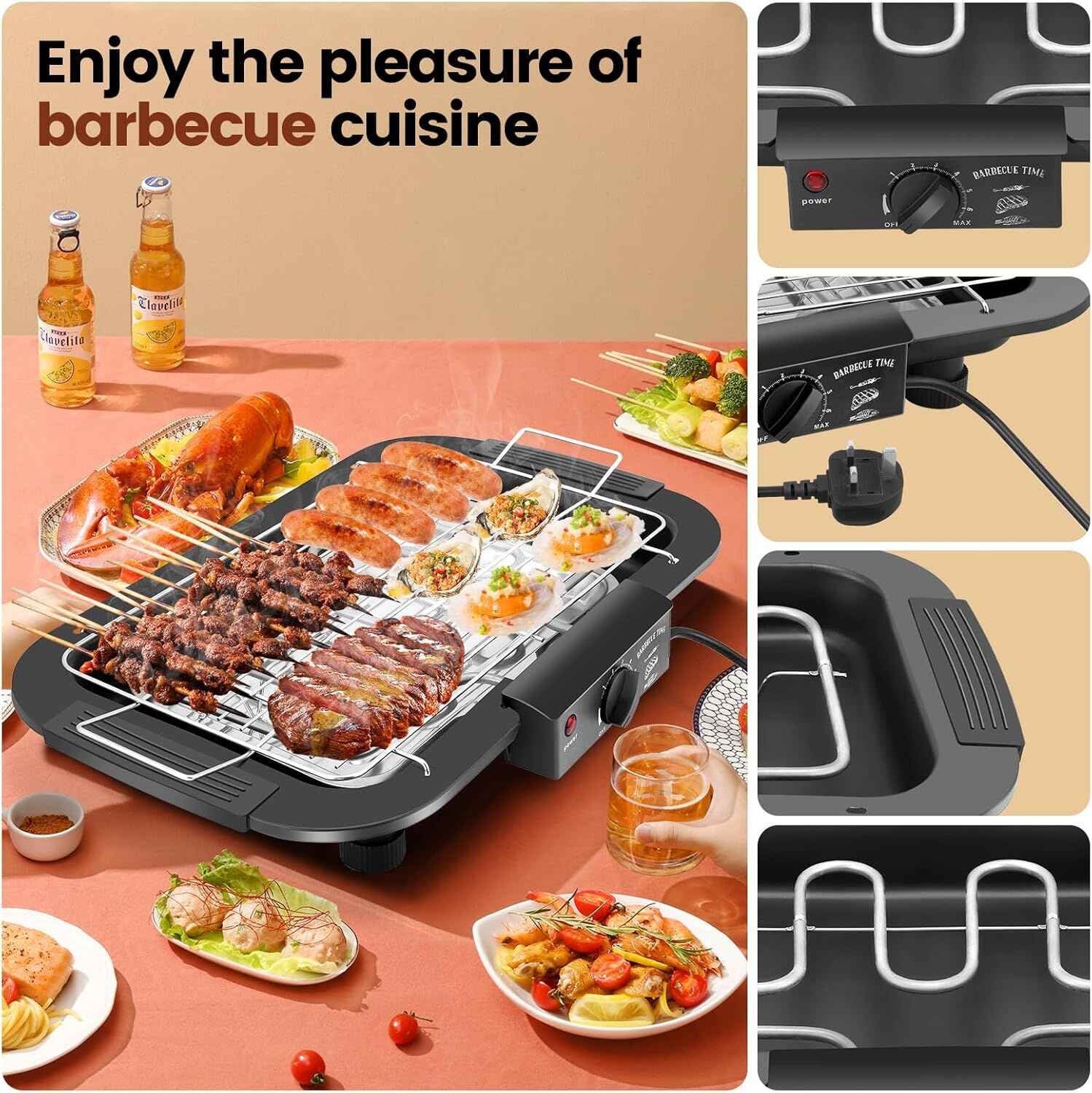 Sokany Electric Barbeque Grill 2000W Tandoori Maker Indoor and Outdoor Grill, Non Stick, with 5 Temperature Adjustments, Portable Electric Grill, Non-Slip Feet 47f53e81cbfc5b5829cc506851db4253